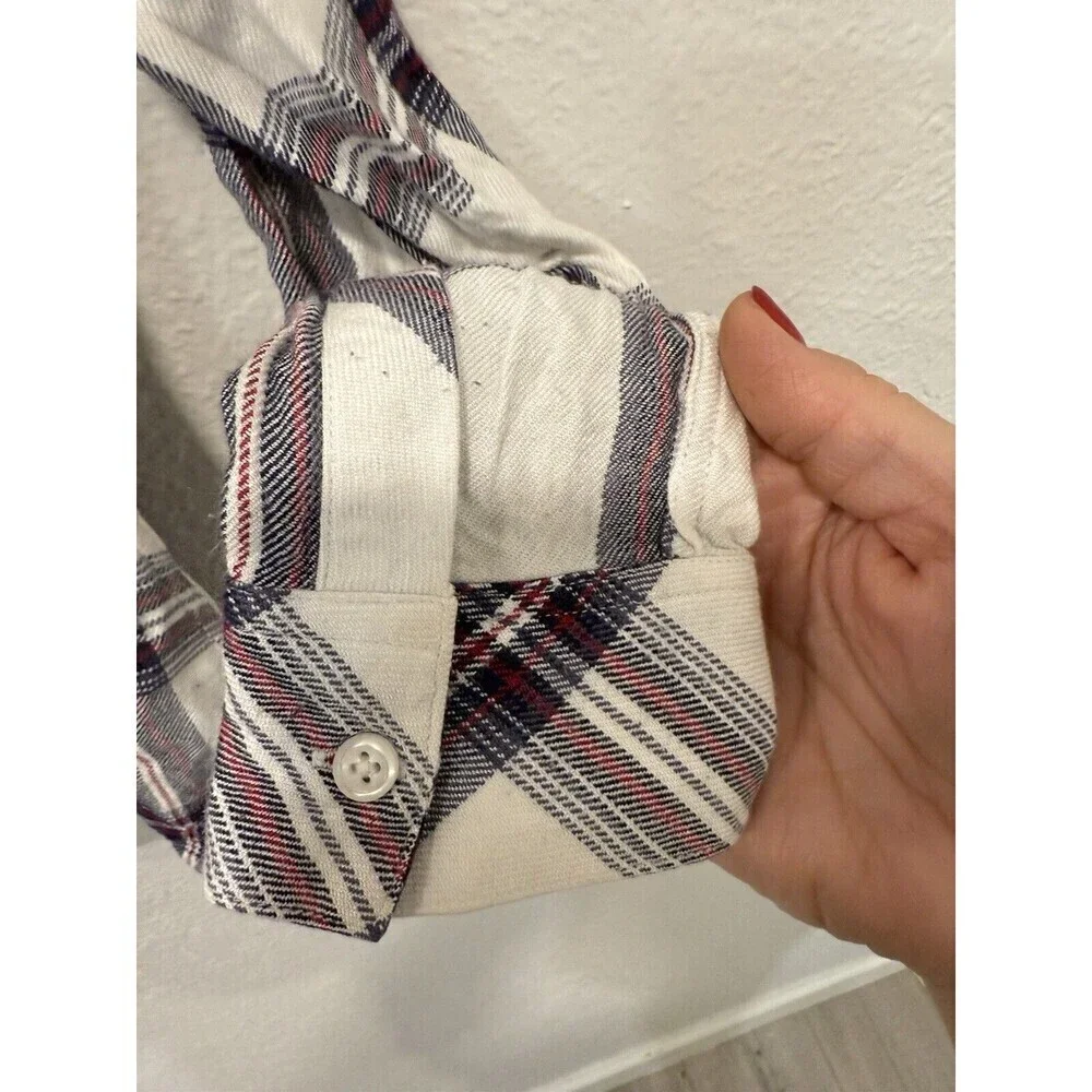 Rails Hunter Plaid Long Sleeve Button Down Top White Red Navy Medium Super Soft